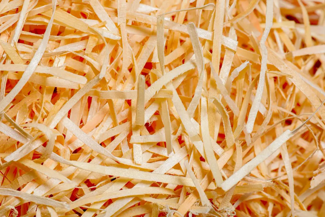 Fibres de bois en vrac en gros plan